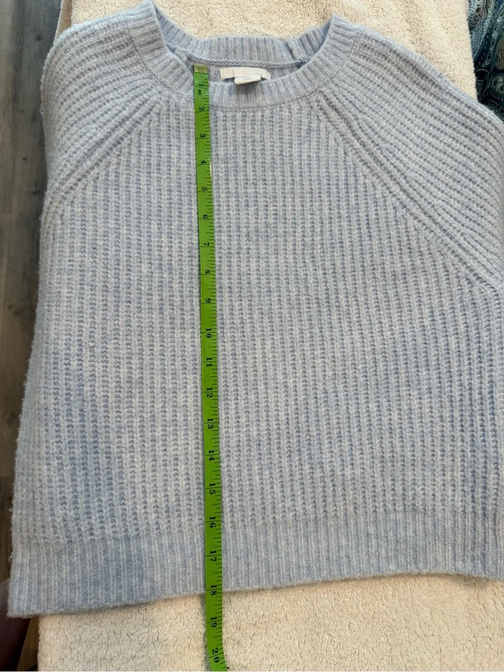 Women’s Cozy Light Blue Ribbed Crewneck Sweater